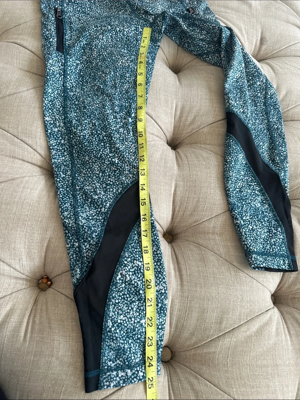 lululemon athletica Teal Speckle Leggings with Black Panels